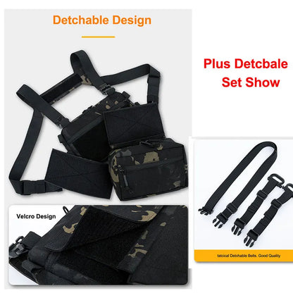 Outdoor Tactical Vest Bag CS Wargame Chest Rig Airsoft Pouch Holster Molle Men Shoulder Camping Backpack 1000D Hunting Fishing-EXPROTAS