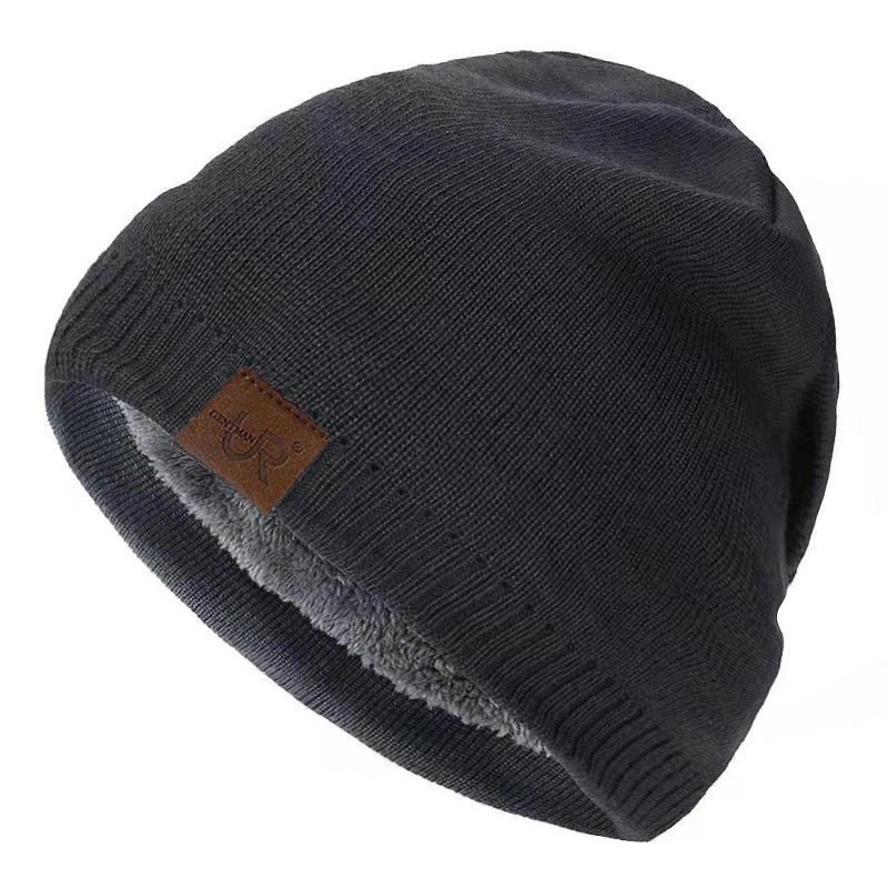 Unisex Urgentman Winter Beanie Cap Outdoor Warm Knitted Fur Lined Hat