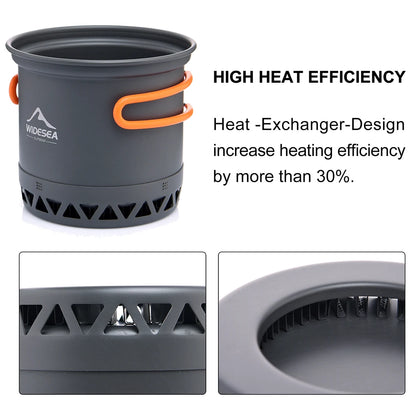 Widesea Camping 1.3L 2.3L Cookware Outdoor Cooking Set Heat Cooker Travel Tableware Pot Kettle Tourist Kitchen Utensil Equipment-EXPROTAS