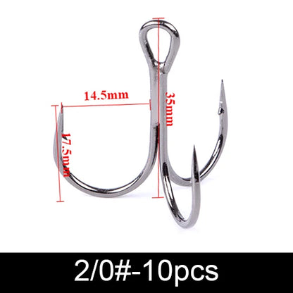 20Pcs Fishing Hooks Treble Carbon Steel Barbed Sharp 2/4/6/8/10#