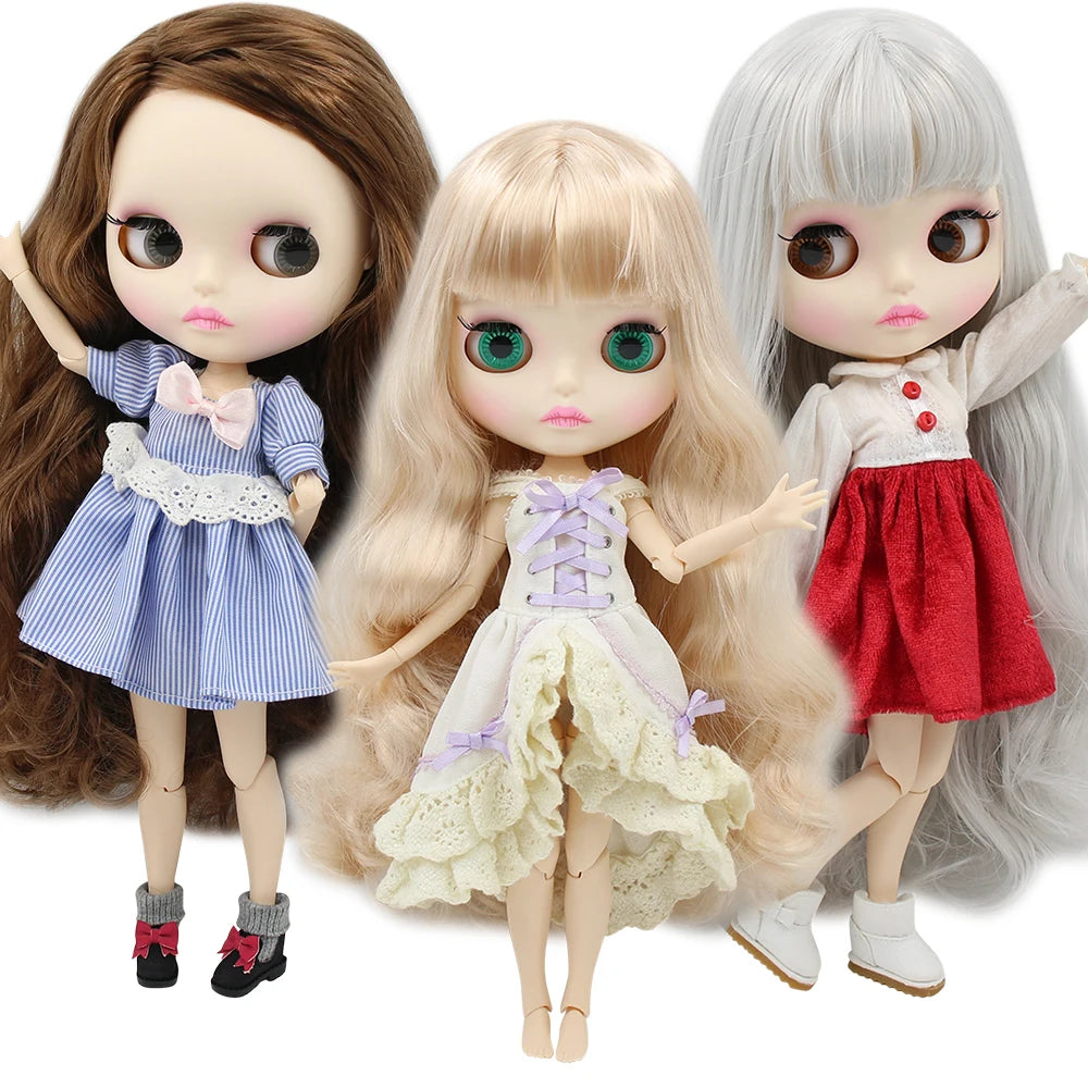 ICY DBS Blythe Doll 1/6 BJD Joint Body White Skin 30cm Custom Random Eyes