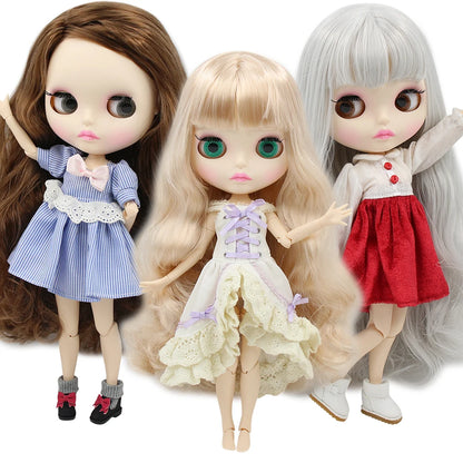 ICY DBS Blythe Doll 1/6 BJD Joint Body White Skin 30cm Custom Random Eyes
