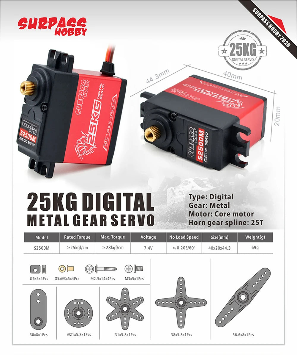 High Speed Metal Gear RC Servo for 1/10 Car (15-30kg Torque Options)