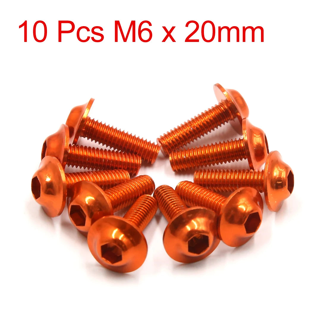 20Pcs M6x20mm Orange Hexagon Motorcycle License Plate Bolts & Screws