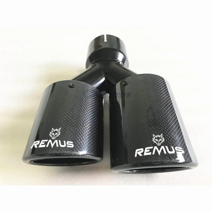 REMUS 1PC Car Modification Universal Dual Glossy black Automobile Exhaust pipe MUFFLER  pipe  carbon fiber exhaust tip universal-EXPROTAS