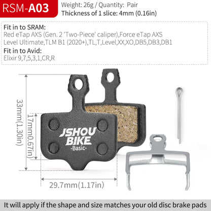Semi-Metal Bicycle Brake Pads for Shimano SRAM Avid Hayes Magura by JSHOUBIKE