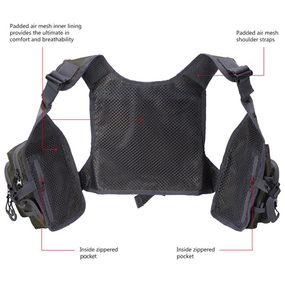 Fly Fishing Vest Bassdash FV08 Lightweight Chest Pack One Size Men Women