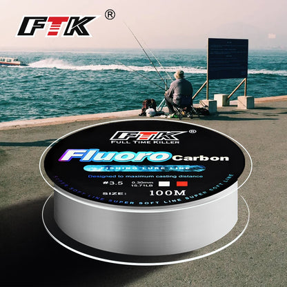 100m Fly Fishing Line Fluorocarbon Leader Lure Carbon Fiber Tippet