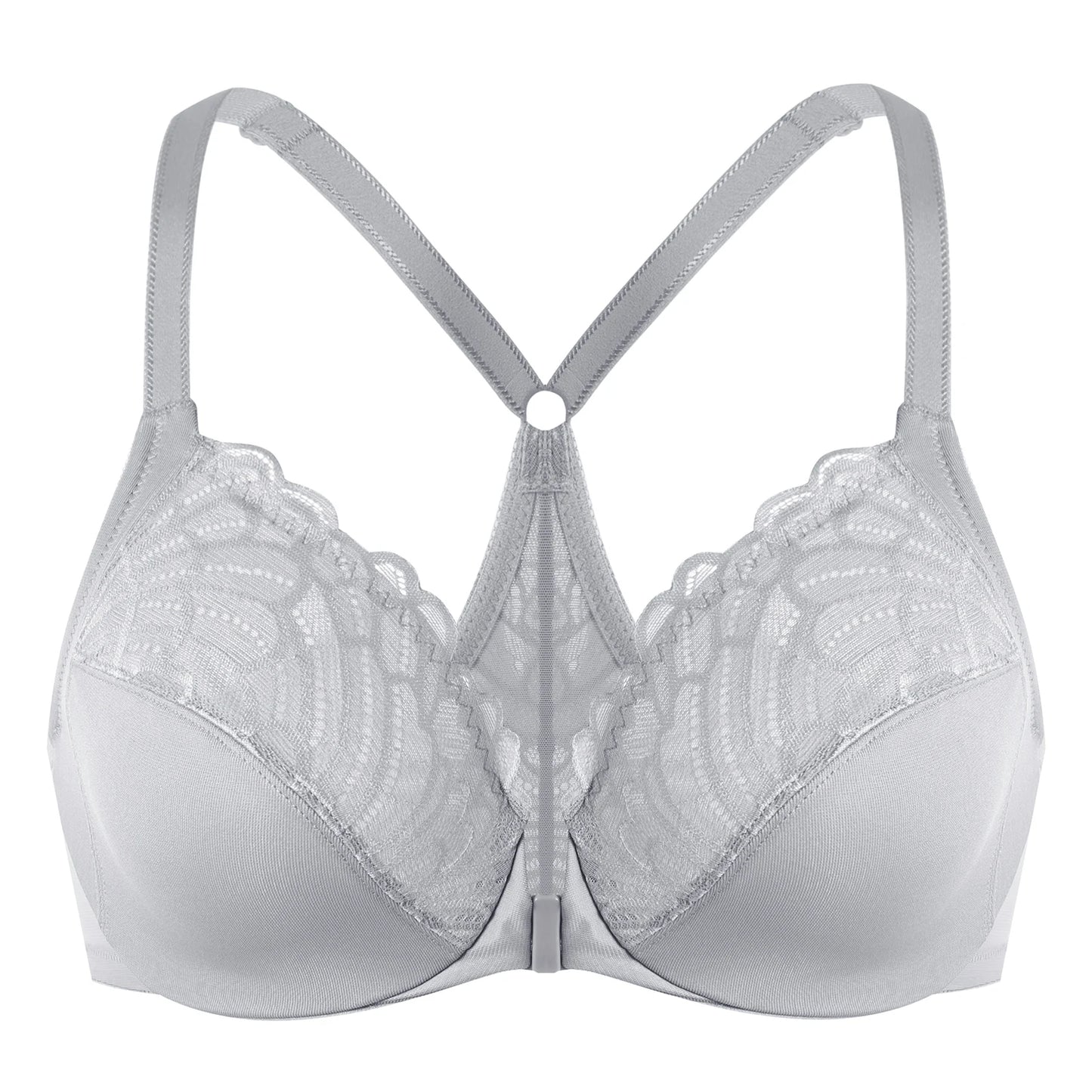 MELENECA Women’s Plus Size Front Closure Lace Underwire Bra Unlined - EXPROTAS