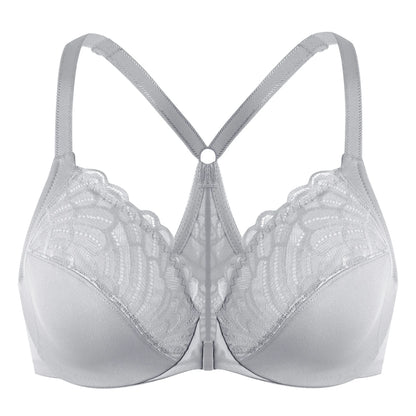 MELENECA Women’s Plus Size Front Closure Lace Underwire Bra Unlined - EXPROTAS
