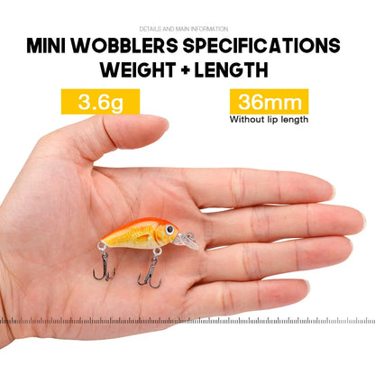 5Pcs Mini Fishing Lures Crankbait Pike Trout Baits with Tackle Box