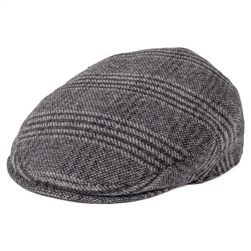Feinion Men's Wool Blend Flat Newsboy Cabbie Hat Driving Cap