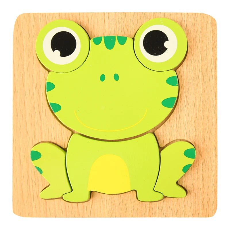 3D Wooden Cartoon Animal Traffic Puzzle Early Learning Jigsaw Toy for Children