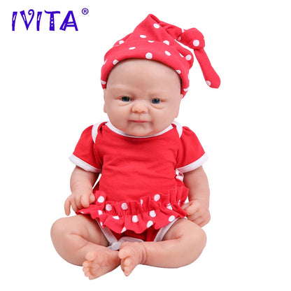 IVITA 36cm Full Body Silicone Reborn Doll 1.65kg Baby Girl w/ Clothes