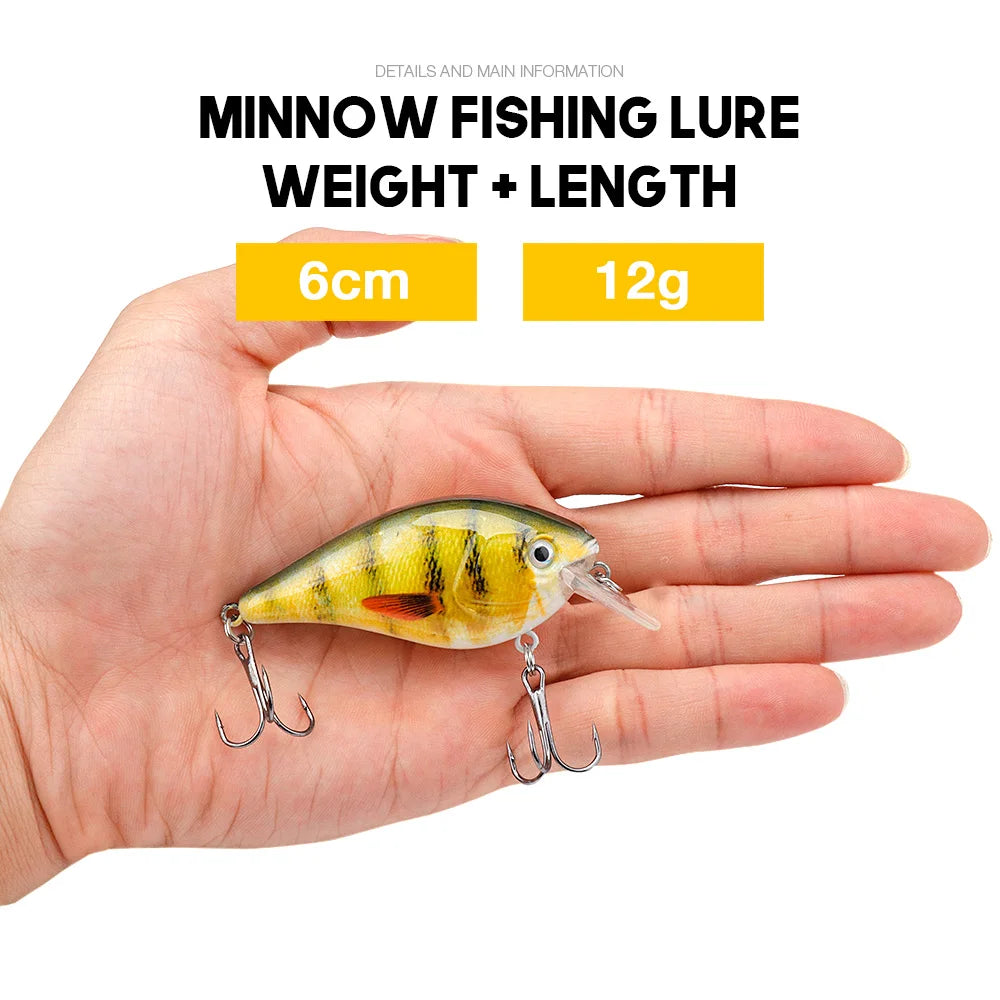 6cm 12g Fishing Lure Crankbait Wobbler for Pike Bass Minnow Bait