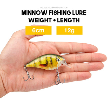 6cm 12g Fishing Lure Crankbait Wobbler for Pike Bass Minnow Bait
