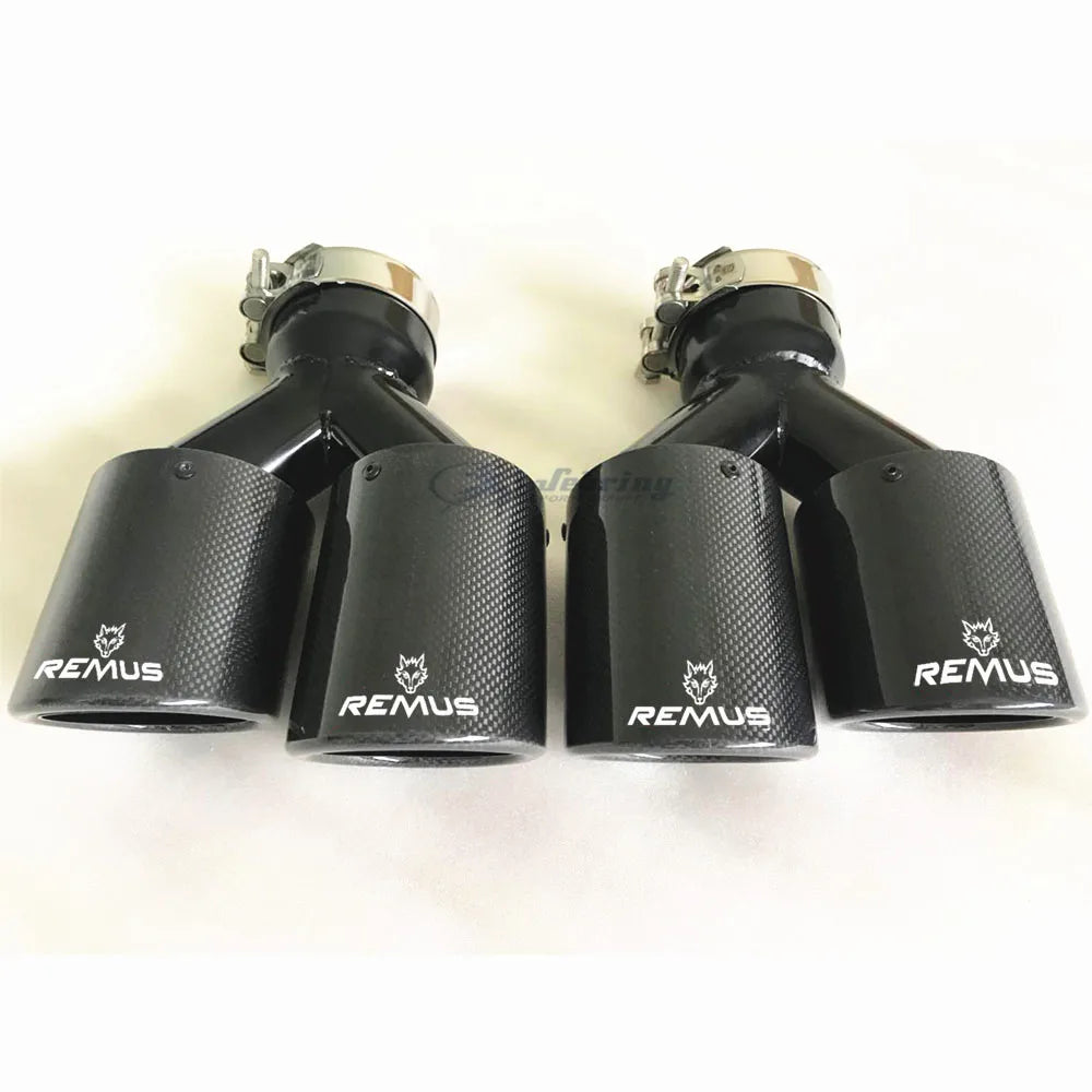 REMUS 1PC Car Modification Universal Dual Glossy black Automobile Exhaust pipe MUFFLER  pipe  carbon fiber exhaust tip universal-EXPROTAS