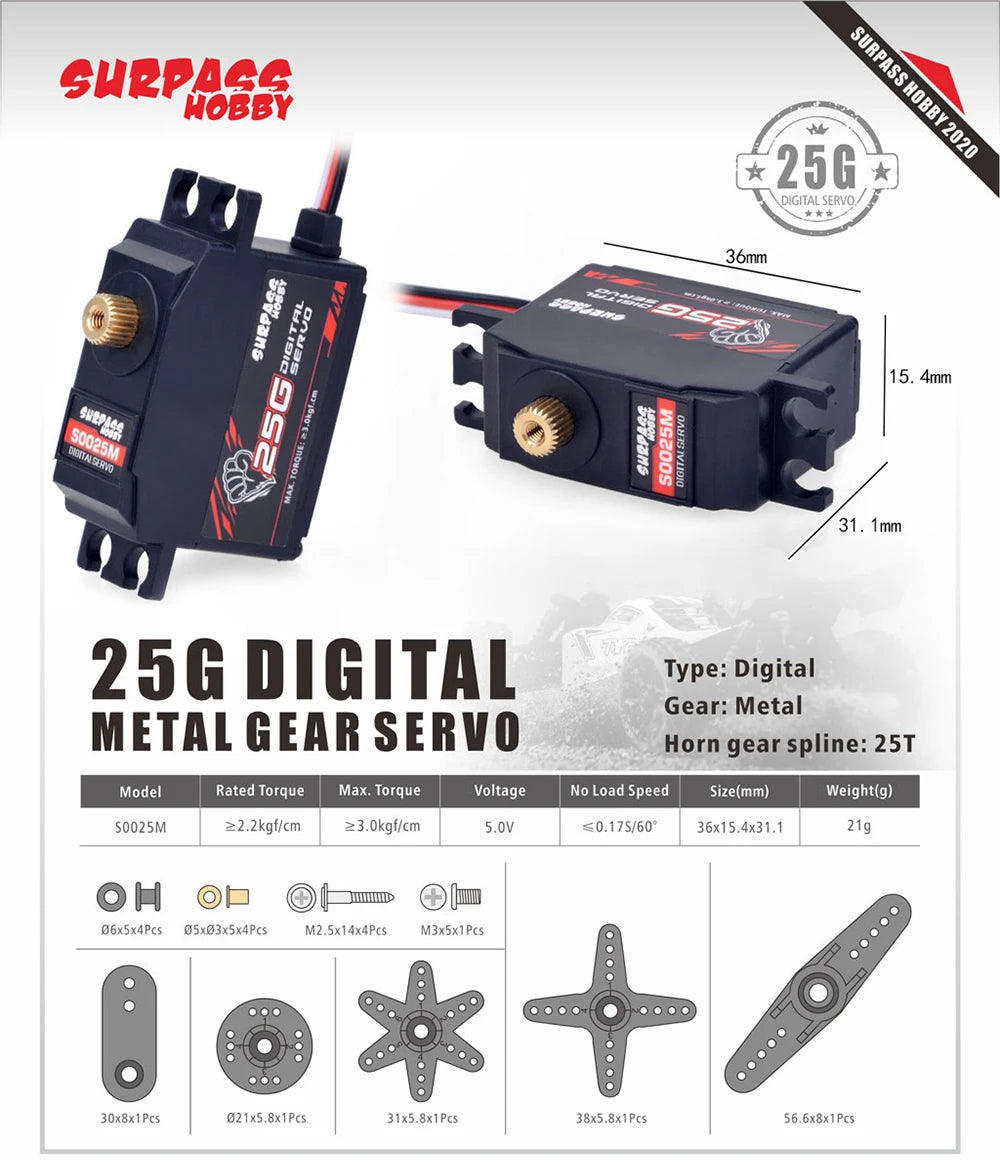 High Speed Metal Gear RC Servo for 1/10 Car (15-30kg Torque Options)