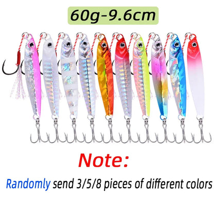 3/5/8pcs Metal Jig Fishing Lure Set 7g-40g Sea Shore Casting Saltwater