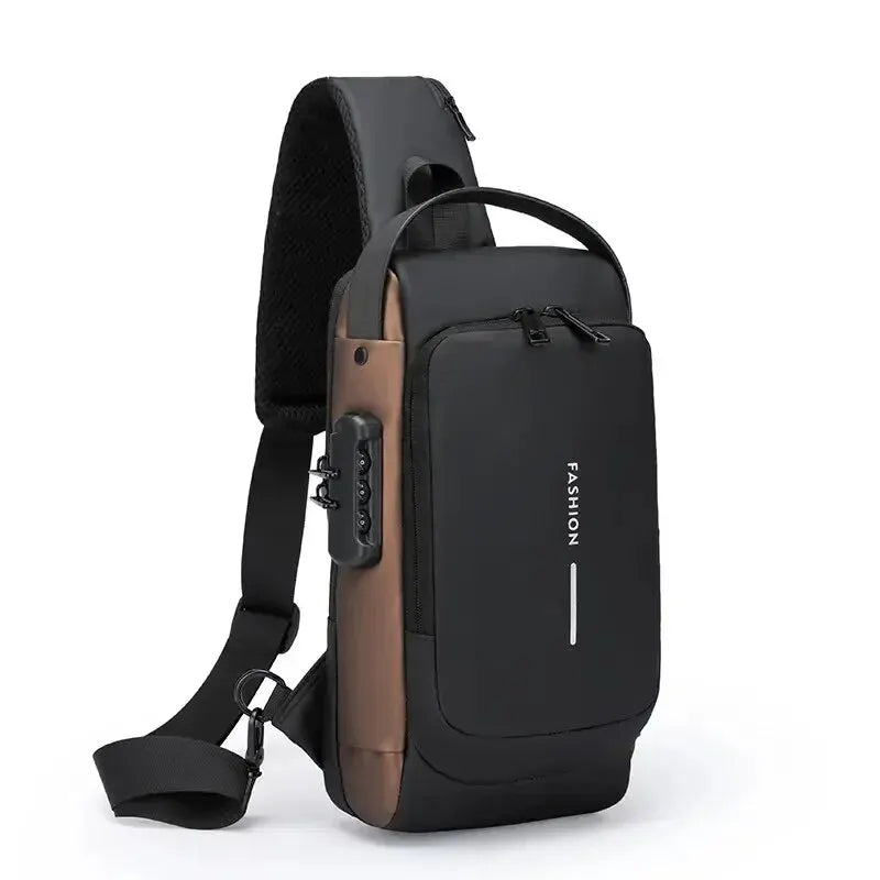 Men Crossbody Bag Anti-theft Leather Shoulder Sling Travel Chest Bag