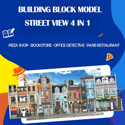 1178pcs Street View Building Blocks Pizza Shop Modular Architecture Sets MOC Detective Agency Boys Toys for Children Gifts 20104-EXPROTAS