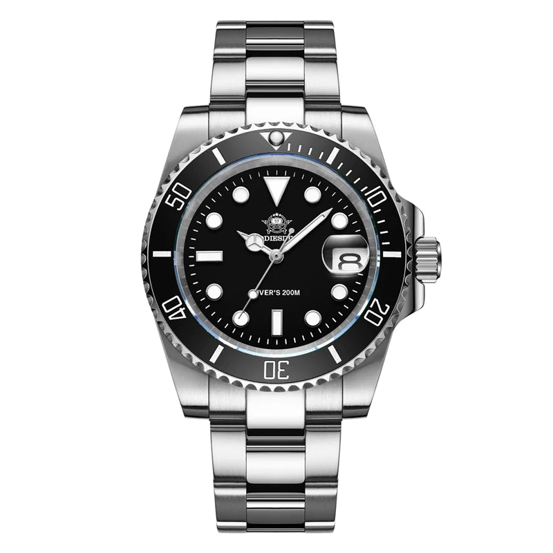 Addiesdive Stainless Steel Watch Men Luxury Quartz Waterproof Business Leisure
