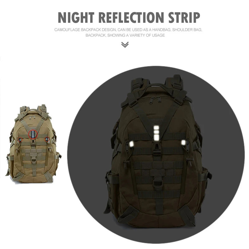 40L Camping Backpack Men's Bag Travel Bags Tactical Molle Climbing Rucksack Hiking Outdoor Reflective Shoulder Fishing Bag-EXPROTAS