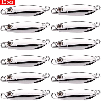 12Pcs Fishing Lure Metal Jigs Spoon Bait 40g 30g 20g 15g Mackerel Bass