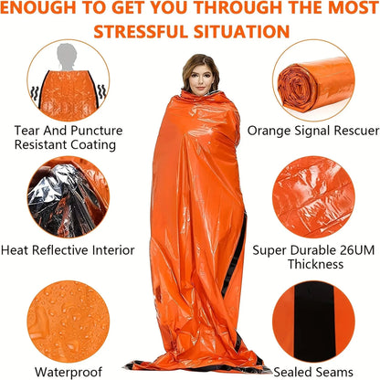 Portable Waterproof Emergency Survival Sleeping Bag Outdoor Edc Camping Gear Thermal Sack First Aid Rescue Kit Mylar Blanket-EXPROTAS