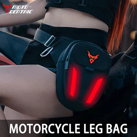 LED Red Light Motorcycle Leg Bag Thigh Belt Hip Bum Waterproof Ride Cycling Biker Waist Bag Fanny Pack Moto Travel Hiking Pocket-EXPROTAS