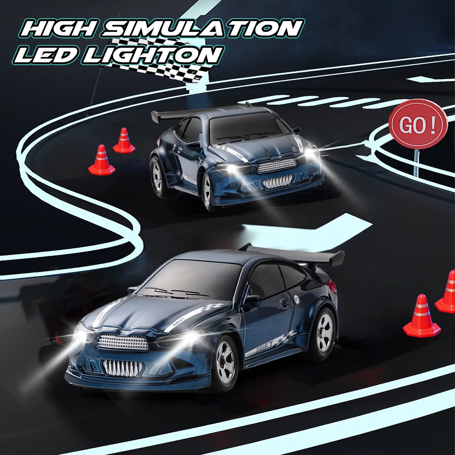Mini Desktop RC Drift Car 1:64 4WD Remote Control Stunt Racing Toy