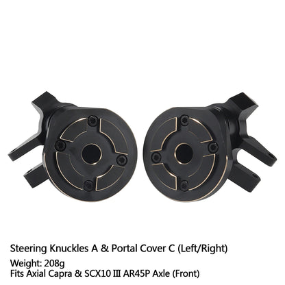 Black Brass Steering Knuckle Portal Cover Weights for Axial Capra SCX10 III