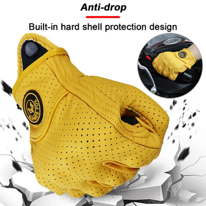 Vintage Goatskin Motorcycle Gloves Men Retro Leather Summer Riding M–XXL