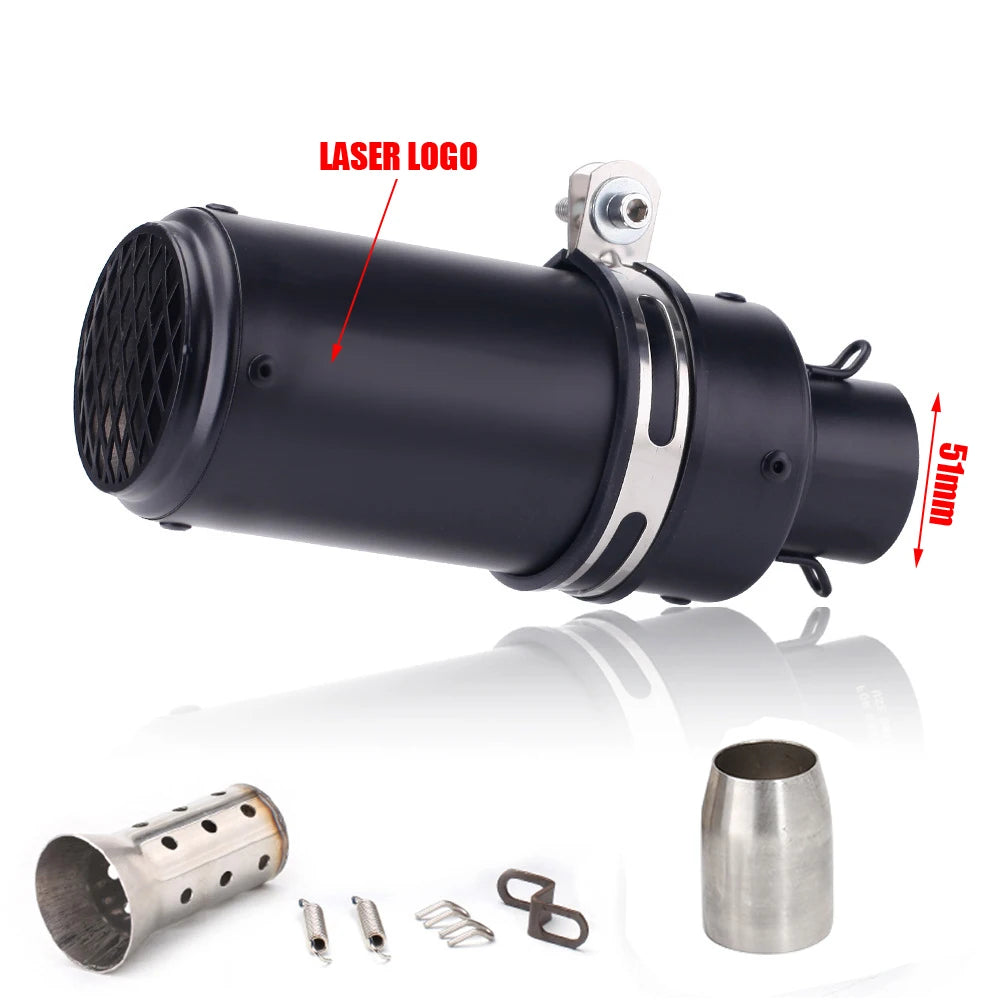 Universal Stainless Steel Slip-On Exhaust Muffler Carbon Look with DB Killer 51-60mm