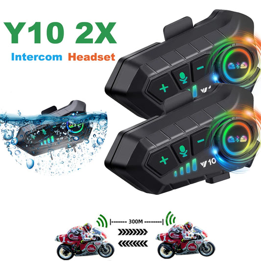 Kebidumei YP10 2X Motorcycle Helmet Bluetooth 5.3 Intercom 300m Waterproof
