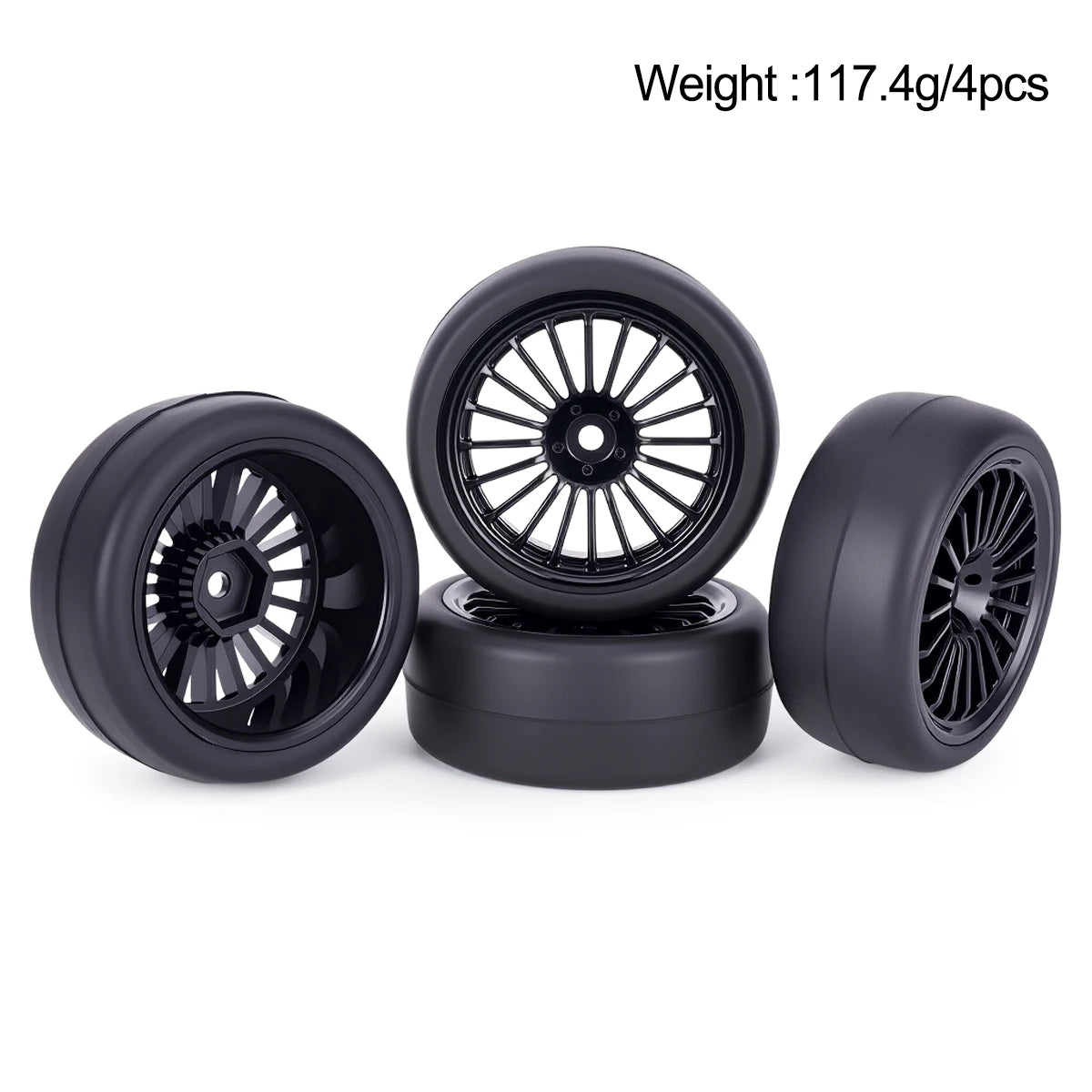 4PCS Pre-Glued RC Wheels Tyres 65x26mm 12mm Hex for TT01 TT02 XV01
