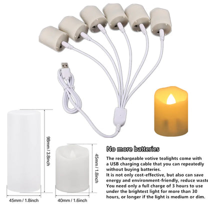 Rechargeable LED Candles By USB Timer Remote Flickering Flames Wedding Candles Birthday Home Decor Tealights Charger Candle Lamp-EXPROTAS