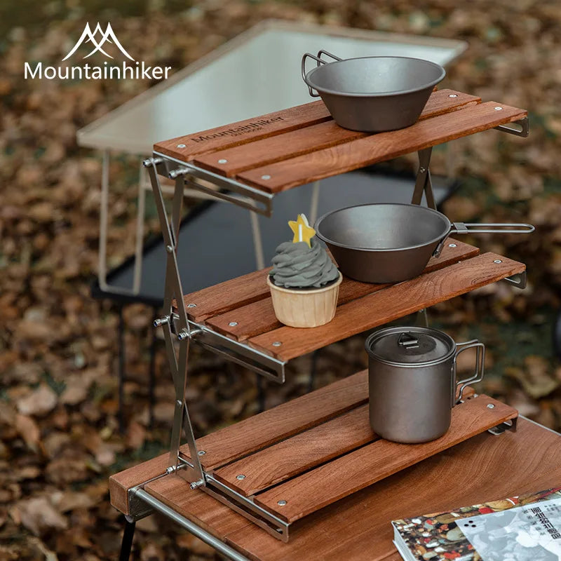 MOUNTAINHIKER Outdoor Camping Rack Portable Three-tier Rack Easy To Carry Foldable Picnic Camping Barbecue Folding Table-EXPROTAS