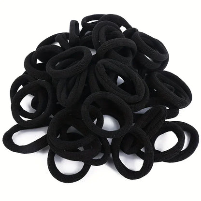 50Pcs Black Ponytail Holders Elastic Hair Bands for Girls Women Accessories