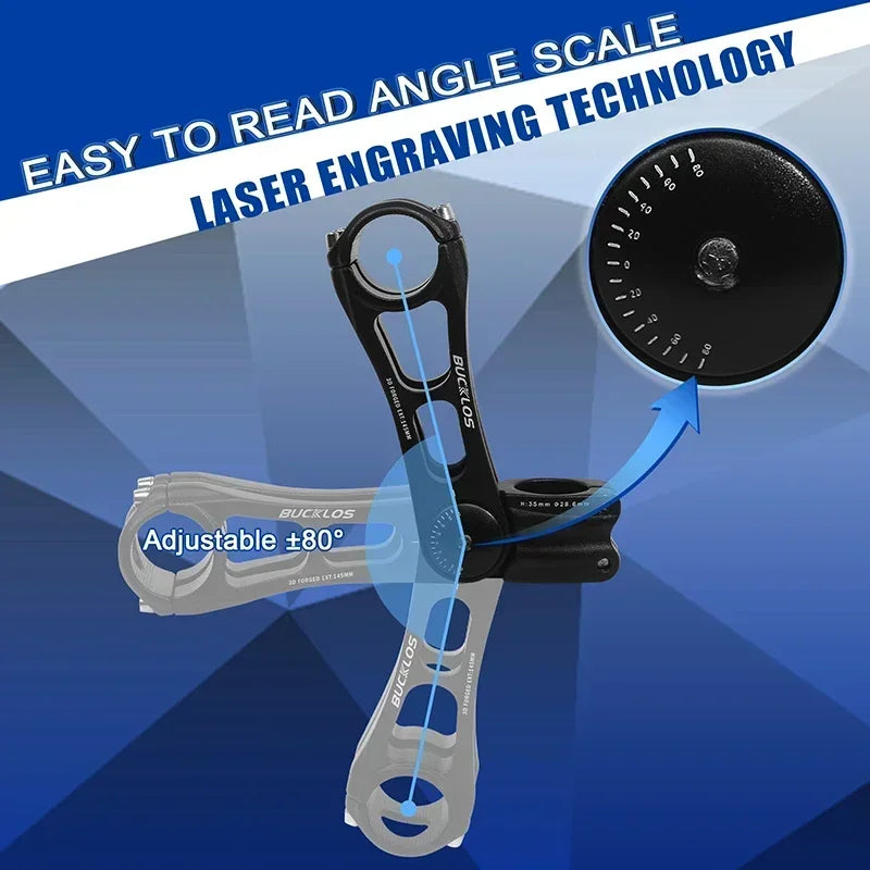 Adjustable Bicycle Handlebar Stem BUCKLOS 3D Forged MTB Road Bike Riser