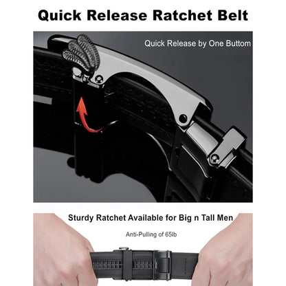 Automatic Buckle Belt Leather Ratchet Adjustable Men Black Brown Strap