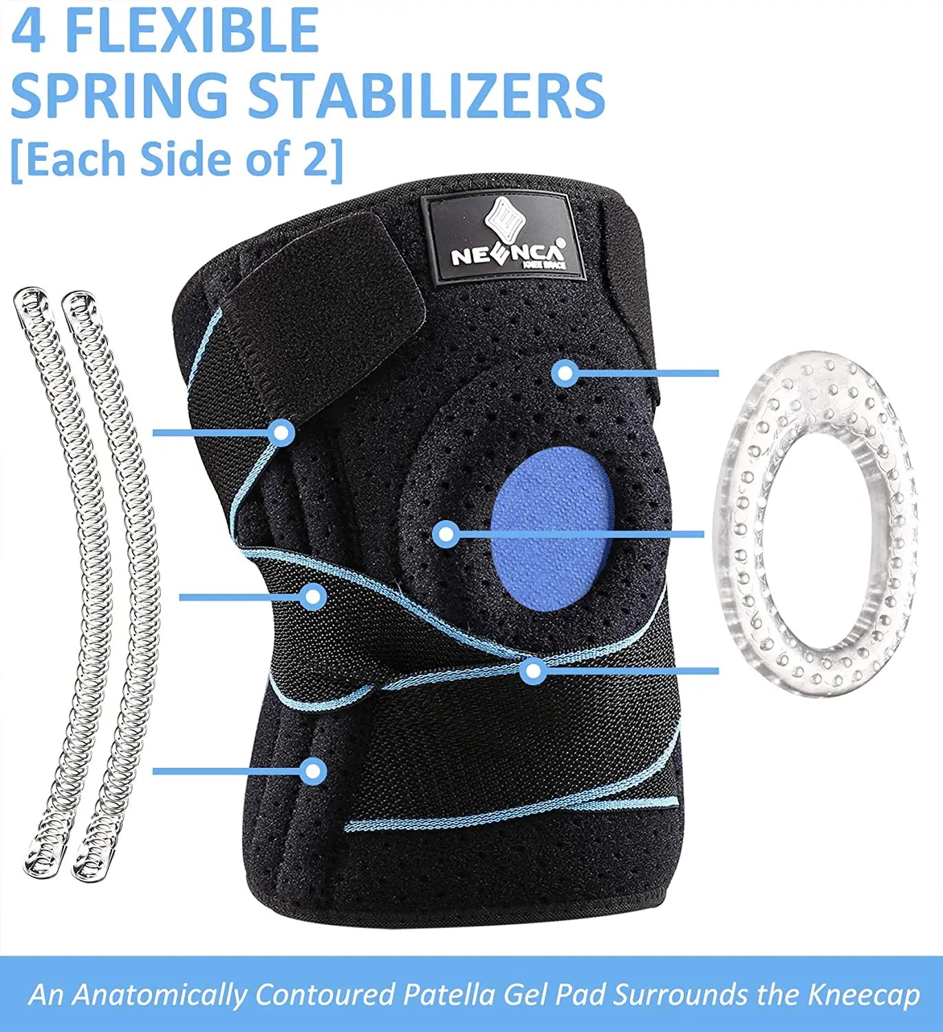 NEENCA Knee Brace with Patella Gel Pad & Side Stabilizers for Men & Women - EXPROTAS