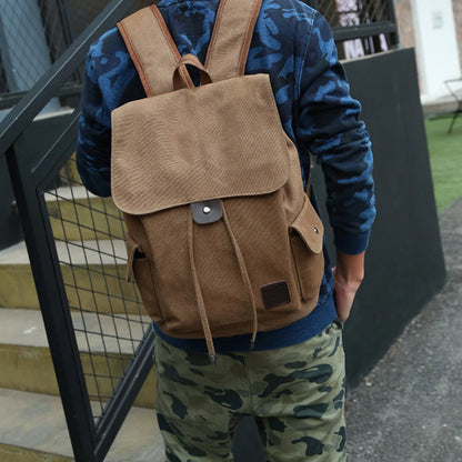 Large Canvas School Bag Backpack Rucksack Travel Hiking Men Sports