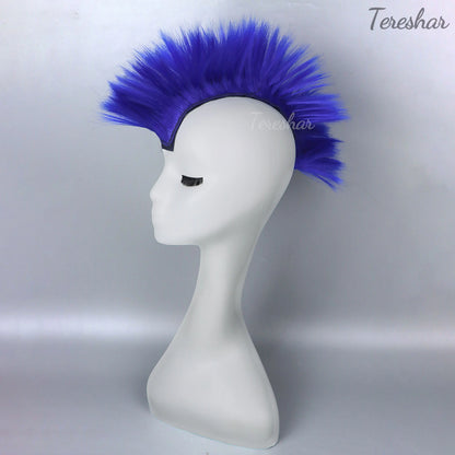 Helmet Mohawk Hair Patches Skinhead Adhesive Wig for Motorcycle Costume