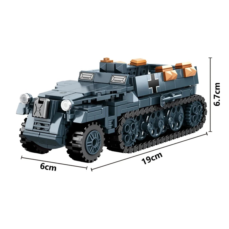 WW2 German 222 Armoured Vehicle Building Blocks Tank Brick Toy Set