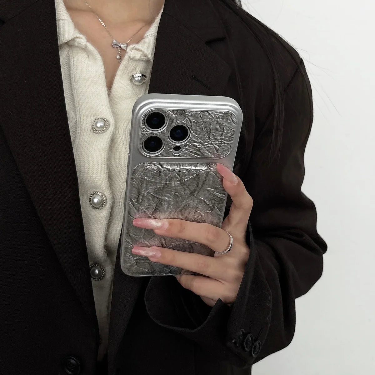 Retro Petal Flower Case for iPhone 13-17 Pro Max Large Window Shockproof Cover