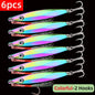 6pcs Long Casting Metal Jig, Sea Fishing Lure, Electroplated Hard Bait, Fishing Accessories Jigging Lure For Saltwater 10g-80g