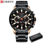 Stainless Steel Curren Mens Quartz Watch Luminous Waterproof Big Dial