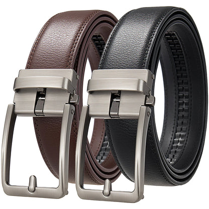 Men's Leather Belt Automatic Buckle 3.5cm Luxury Black Brown
