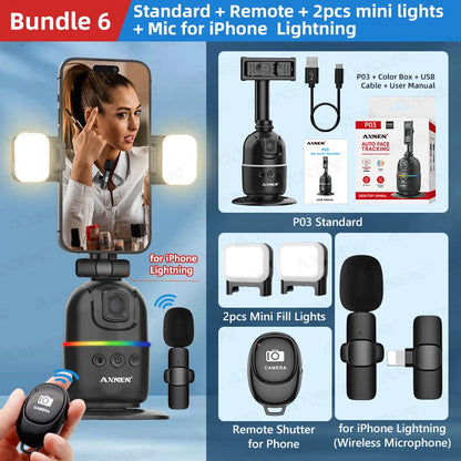 Smart Auto Face Tracking AI Gimbal for Smartphone & Action Camera 360° Vlog Kit w/ Tripod